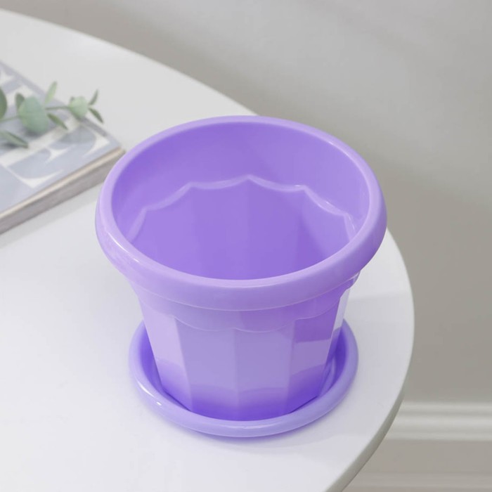 Горшок для цветов с поддоном Доляна «Эрика», 0.7 л, цвет сиреневый