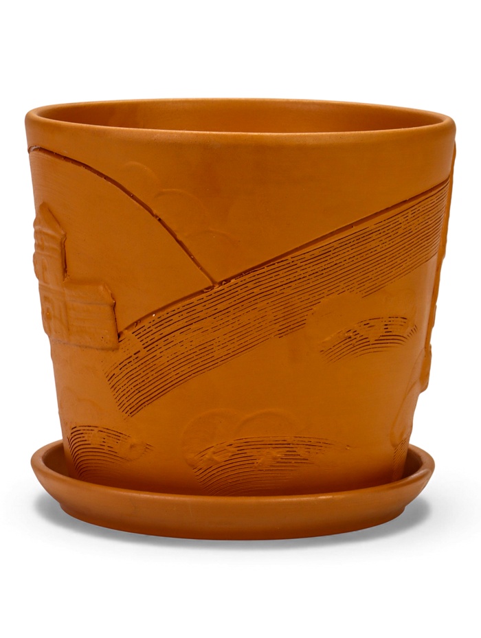 Горшок для цветов «Голландия», 4.75 л, d=21.5 см, h=19 см, керамический, с поддоном, коричневый