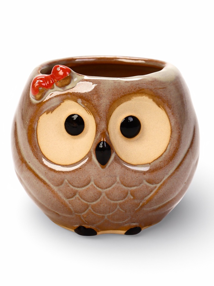 Декоративный горшок для цветов «Совёнок Бом», 180 мл, 7×6×6.5 см, керамический