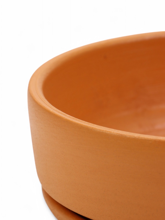 Горшок - бонсайница «Огма» для кактусов и суккулентов, 700 мл, d=15 см, h=5.5 см, керамика, с поддоном, терракот
