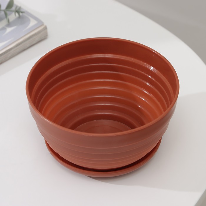 Горшок для цветов с поддоном «Алиса», 500 мл, d=13 см, h=8 см, цвет терракот