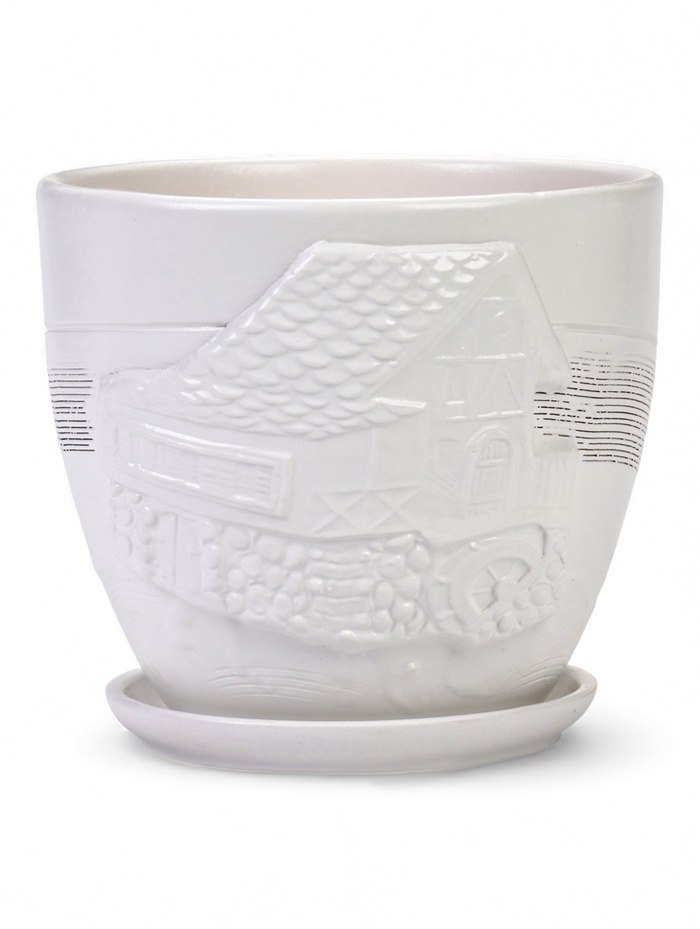 Горшок для цветов «Голландия», 2.5 л, d=17.5 см, h=16 см, керамический, с поддоном, белый