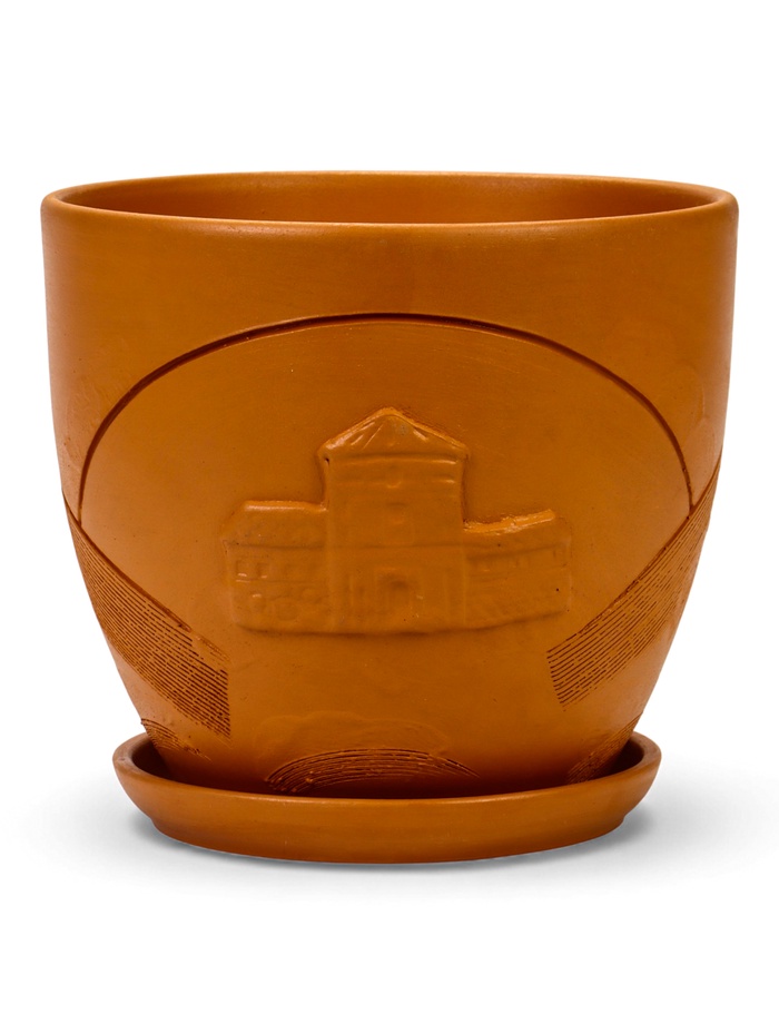 Горшок для цветов «Голландия», 5 л, d=22 см, h=19.5 см, керамический, с поддоном, коричневый