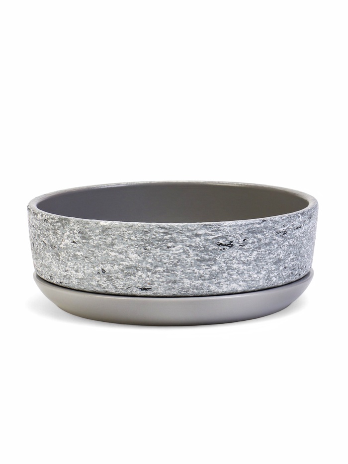 Горшок для цветов «Бонсай», для кактусов и суккулентов, 1 л, d=18 см, h=6 см, керамика, с поддоном, серый