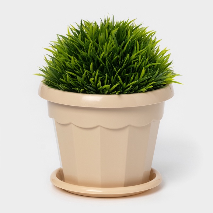 Горшок для цветов с поддоном Доляна «Эрика», 0.7 л, цвет пудровый