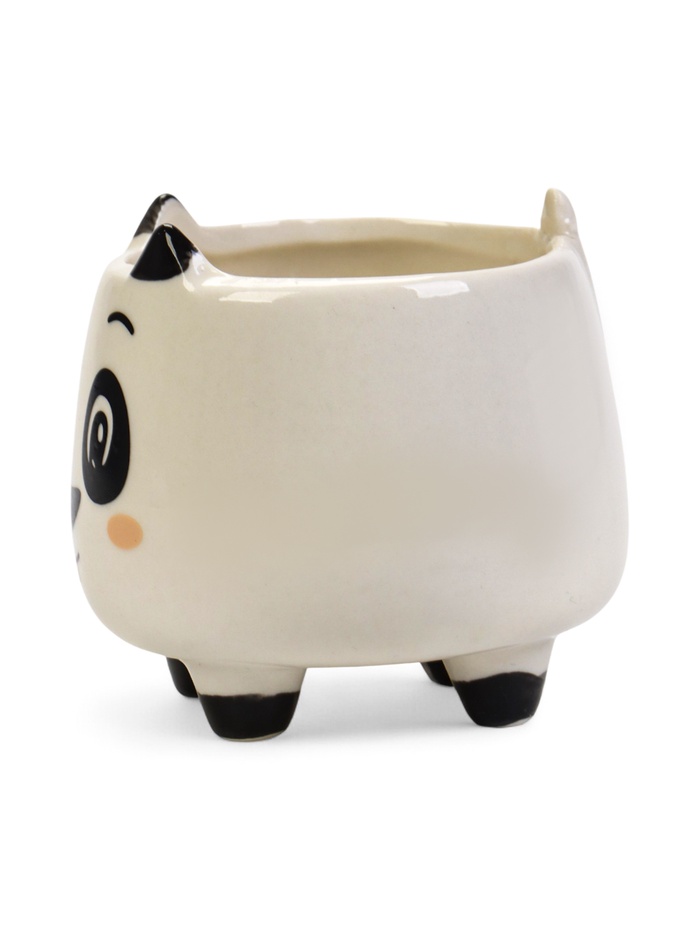 Декоративный горшок для цветов «Счастливая Панда», 200 мл, 8.3×7.2×7.7 см, керамический, на ножках, белый