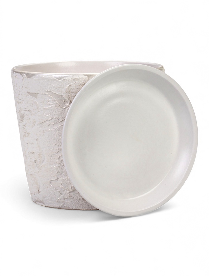 Горшок для цветов «Венера», 4.75 л, d=21.5 см, h=19 см, керамический, с поддоном, белый