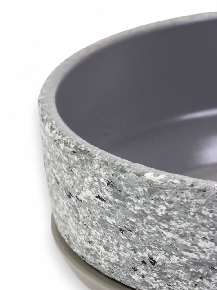 Горшок для цветов «Бонсай», для кактусов и суккулентов, 1 л, d=18 см, h=6 см, керамика, с поддоном, серый