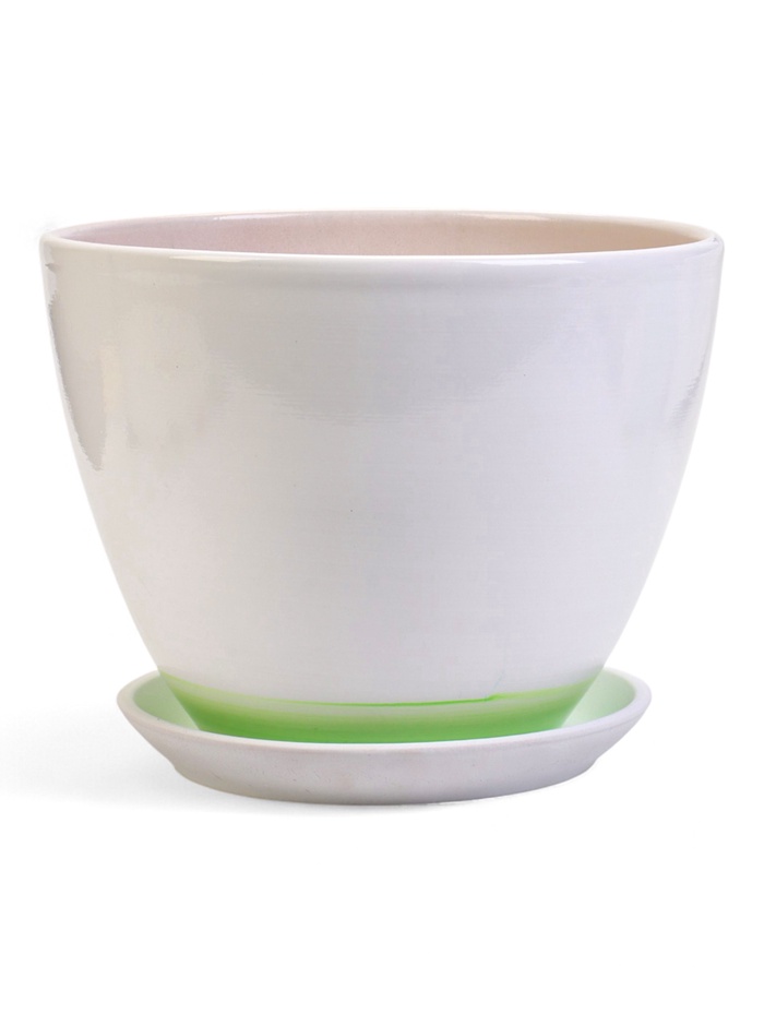 Горшок для цветов «Азия », 8 л, d=29.5 см, h=23 см, с поддоном, керамика, белый