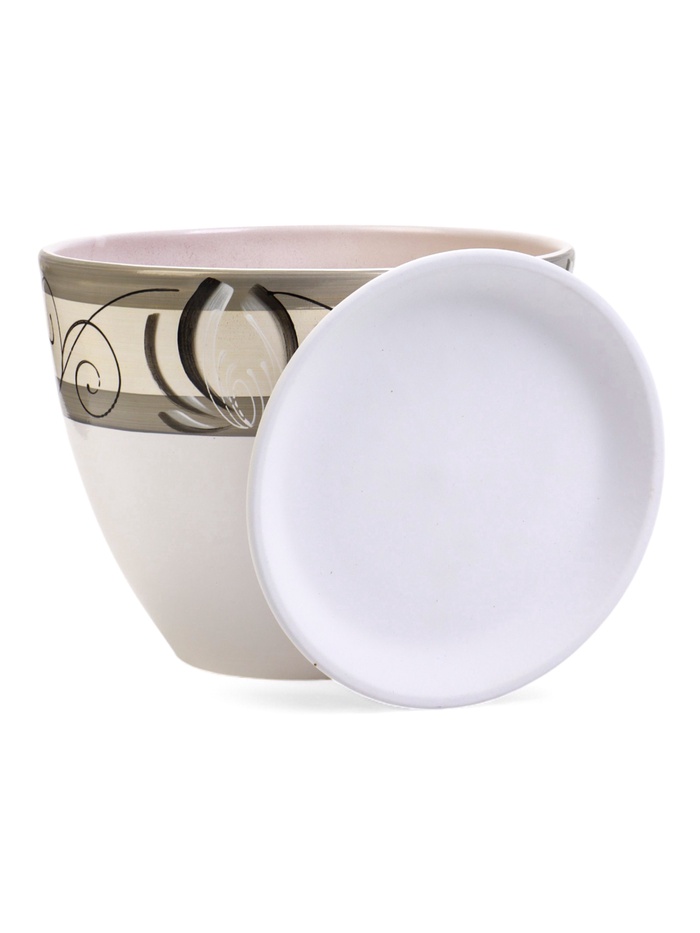 Горшок для цветов «Лотос», 8 л, d=30 см, h=23 см, с поддоном, керамика, белый