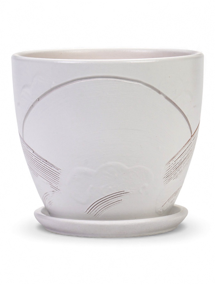 Горшок для цветов «Голландия», 1.4 л, d=14.5 см, h=13.5 см, керамический, с поддоном, белый