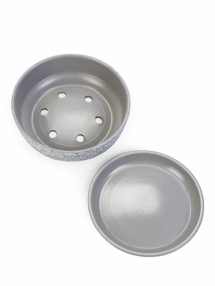 Горшок для цветов «Бонсай» керамический, с поддоном, для кактусов и суккулентов, 2 л, серый