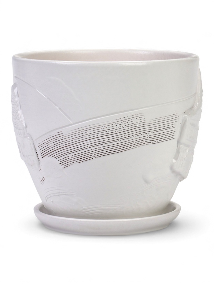 Горшок для цветов «Голландия», 2.5 л, d=17.5 см, h=16 см, керамический, с поддоном, белый