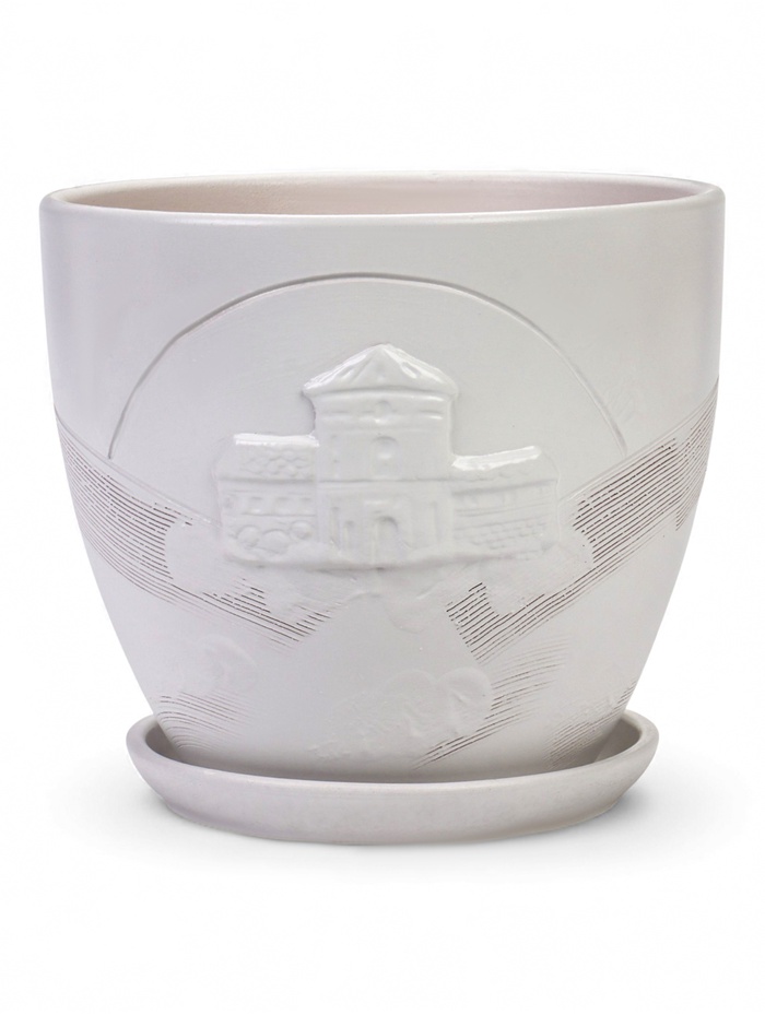 Горшок для цветов «Голландия», керамический, с поддоном, белый, набор 4 шт.: 600 мл, 1.4 л, 2.5 л, 5 л