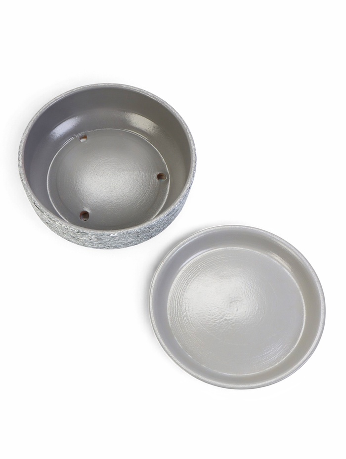 Горшок для цветов «Бонсай», для кактусов и суккулентов, 1 л, d=18 см, h=6 см, керамика, с поддоном, серый