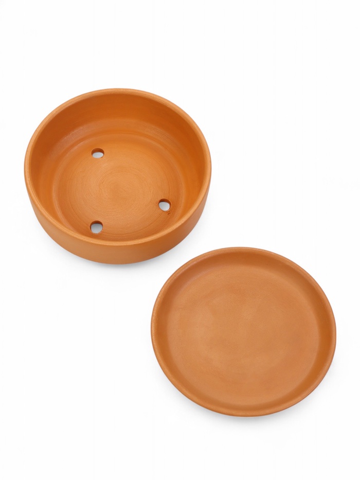 Горшок - бонсайница «Огма» для кактусов и суккулентов, 700 мл, d=15 см, h=5.5 см, керамика, с поддоном, терракот