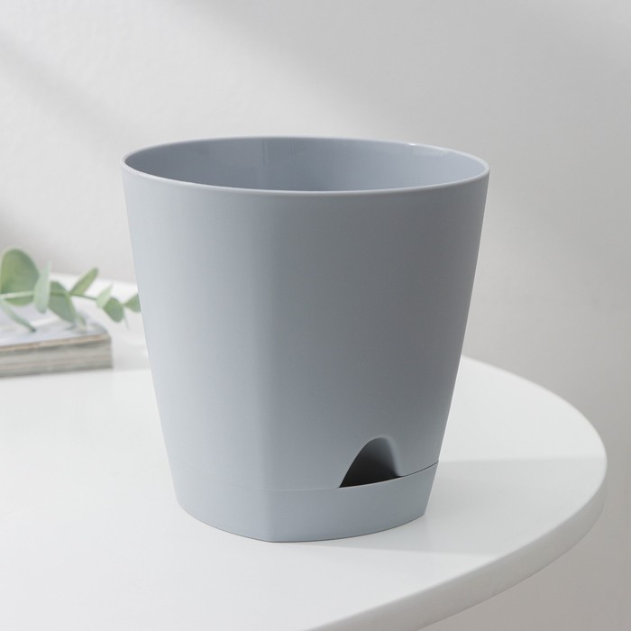 Горшок для цветов с прикорневым поливом Amsterdam, 0.65 л, d=11 см, h=10.7 см, серый