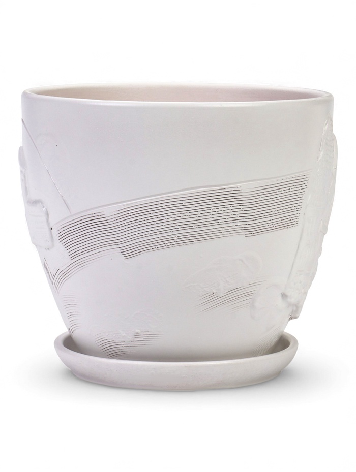 Горшок для цветов «Голландия», керамический, с поддоном, белый, набор 4 шт.: 600 мл, 1.4 л, 2.5 л, 5 л