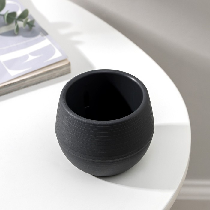 Горшок для цветов с поддоном «Япония», 125 мл, d=8 см, h=6.5 см, пластиковый, графитовый