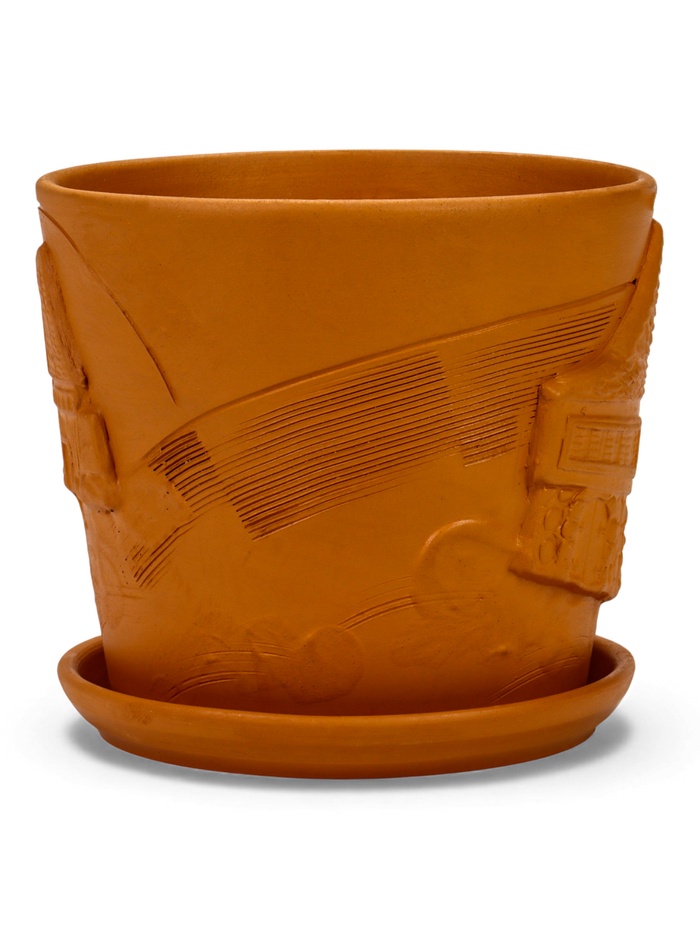 Горшок для цветов «Голландия», 2.6 л, d=17.5 см, h=16 см, керамический, с поддоном, коричневый