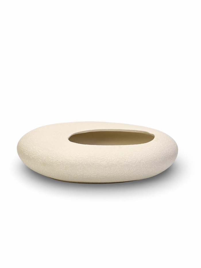 Декоративное кашпо - бонсайница «Галька», 23×18×7 см, керамическое, белое, Greengo