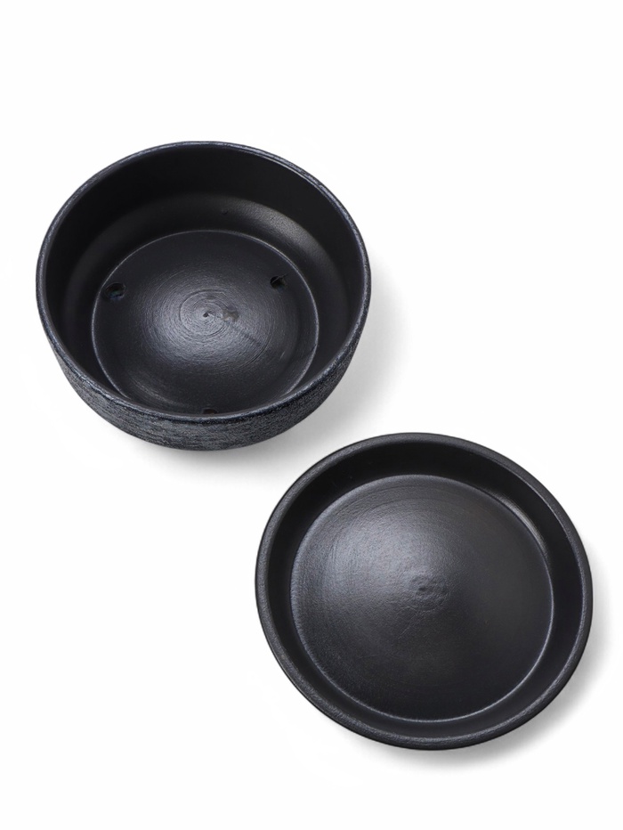 Горшок - бонсайница «Сиде», для кактусов и суккулентов, 1 л, d=18 см, h=6.5 см, керамика, с поддоном, пепельный