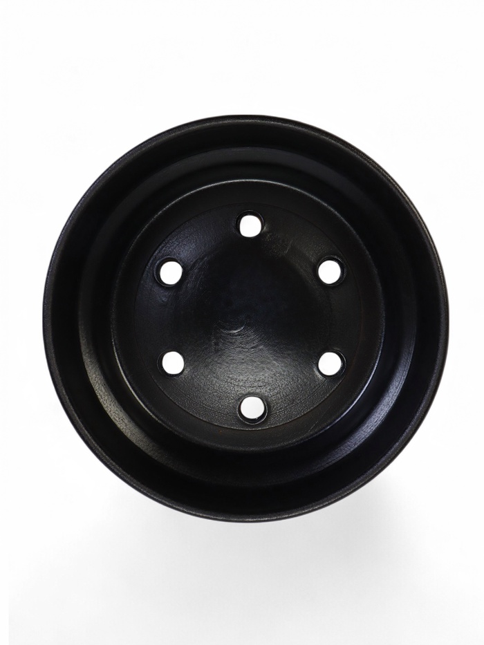 Горшок - бонсайница «Огма» для кактусов и суккулентов, 2 л, d=22 см, h=8 см, керамика, с поддоном, чёрный