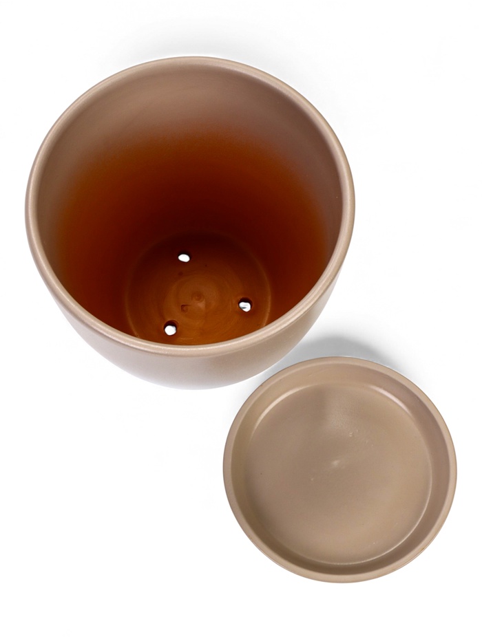 Горшок для цветов «Туман», 5 л, d=21.5 см, h=19.5 см, керамический, с поддоном, коричневый