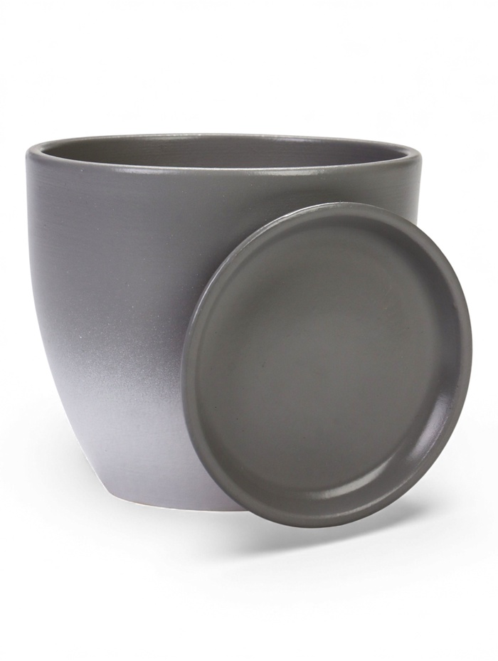 Горшок для цветов «Туман», 1.4 л, d=15 см, h=13.5 см, керамический, с поддоном, серый