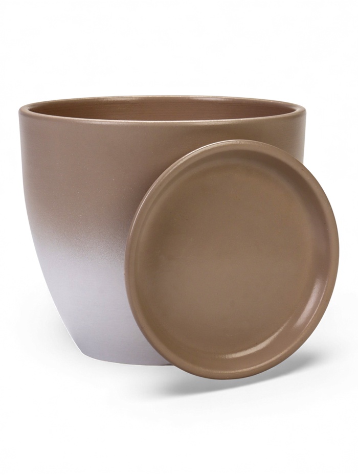 Горшок для цветов «Туман», 2.5 л, d=17.5 см, h=15.5 см, керамический, с поддоном, коричневый
