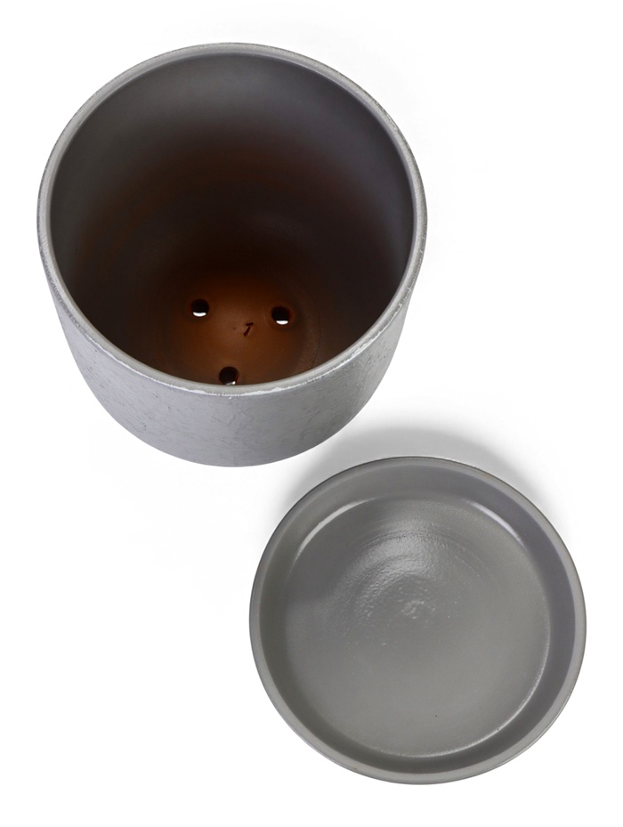 Горшок для цветов «Жемчуг», 3 л, d=18 см, h=15.5 см, керамический, с поддоном, серый