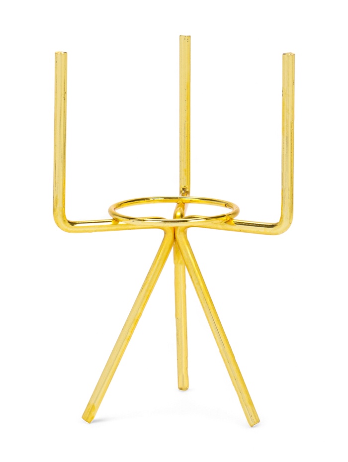 Кашпо для цветов «Цилиндр», 300 мл, 15×8×8 см, керамика, на золотистой подставке, белое