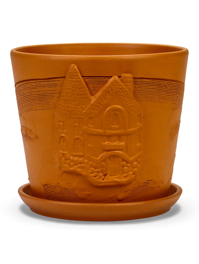 Горшок для цветов «Голландия», 4.75 л, d=21.5 см, h=19 см, керамический, с поддоном, коричневый