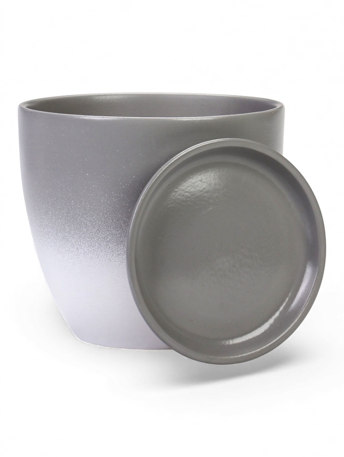 Горшок для цветов «Туман», 2.5 л, d=17.5 см, h=15.5 см, керамический, с поддоном, серый