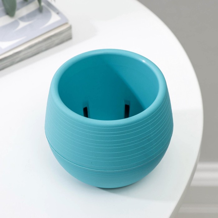 Горшок для цветов с поддоном «Япония», 125 мл, d=8 см, h=6.5 см, бирюзовый