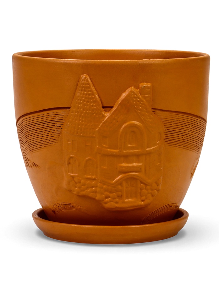 Горшок для цветов «Голландия», 5 л, d=22 см, h=19.5 см, керамический, с поддоном, коричневый