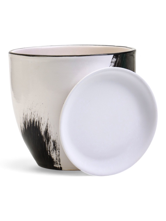 Горшок для цветов «Штрих», 2.5 л, d=19 см, h=17 см, с поддоном, керамика, белый