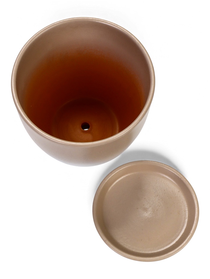 Горшок для цветов «Туман», 1.4 л, d=15 см, h=13.5 см, керамический, с поддоном, коричневый