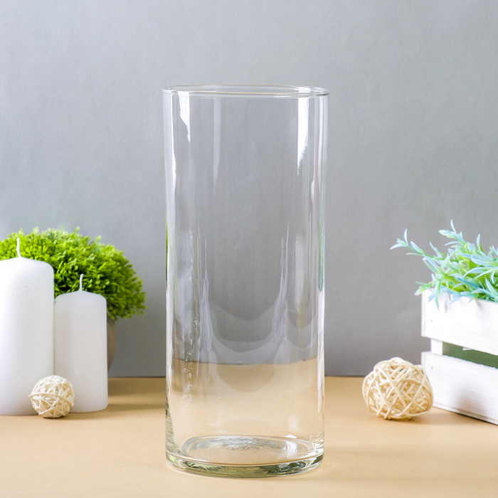 Ваза «Трубка 107», 25×11 см, стекло, прозрачная