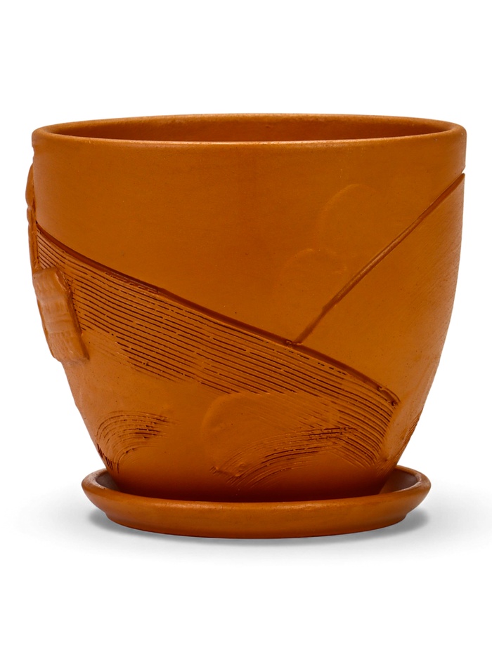 Горшок для цветов «Голландия», 1.4 л, d=14.5 см, h=13 см, керамический, с поддоном, коричневый