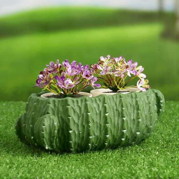 Кашпо - бонсай «Кактус» для цветов, 500 мл, 19×7×9 см, керамика, зелёное