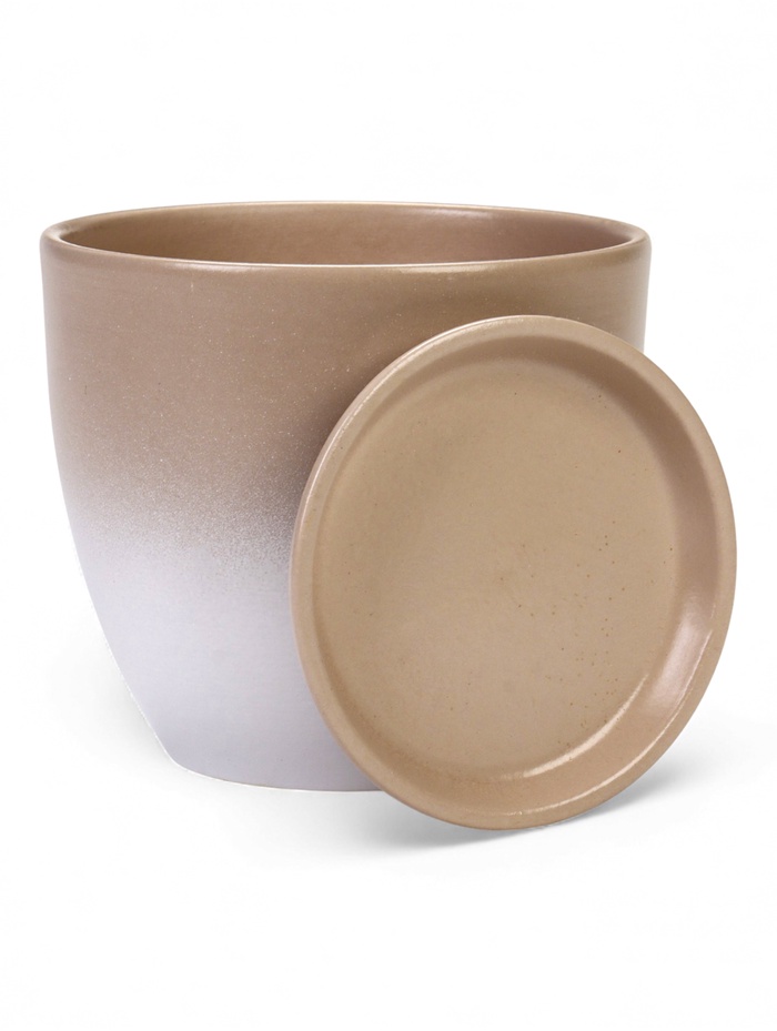 Горшок для цветов «Туман», 1.4 л, d=15 см, h=13.5 см, керамический, с поддоном, коричневый