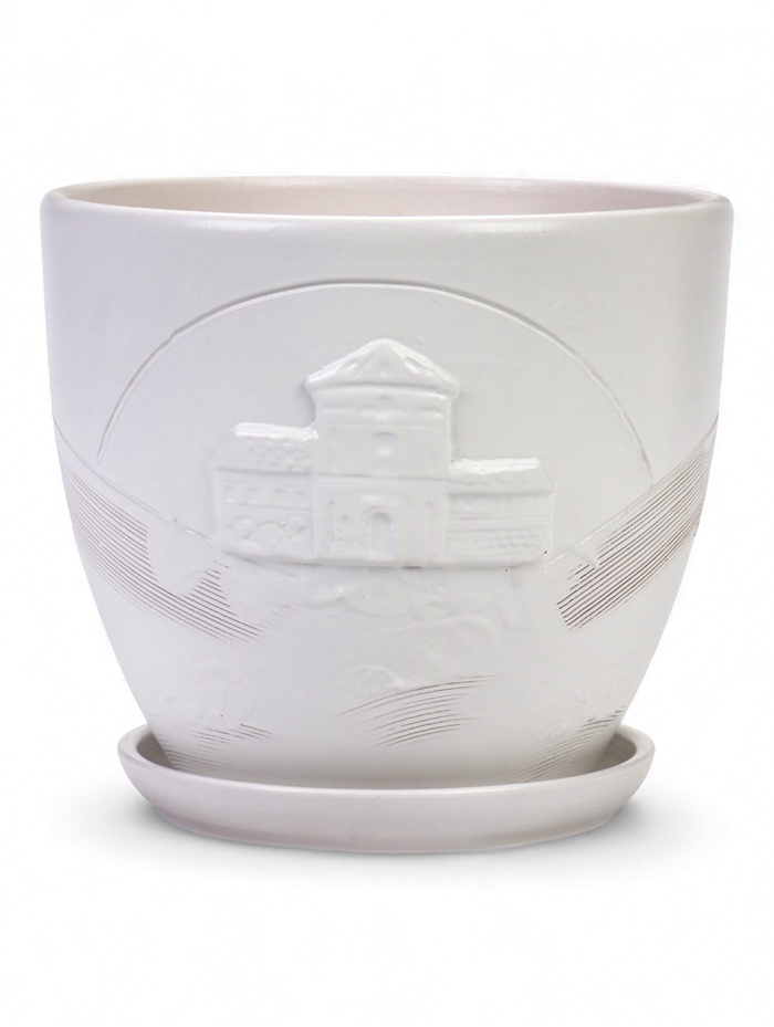 Горшок для цветов «Голландия», 5 л, d=21.5 см, h=19.5 см, керамический, с поддоном, белый