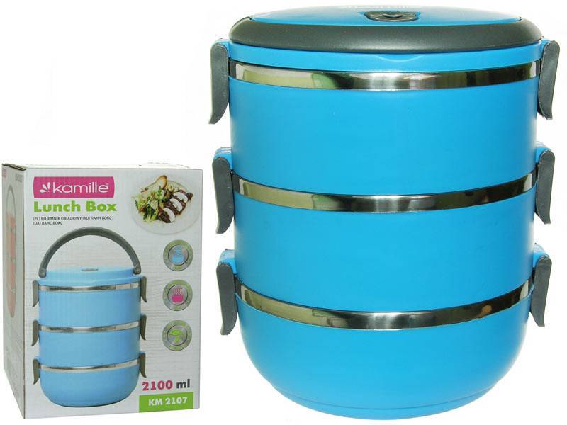 Ланч бокс 2100мл 3 отделения, цвет микс