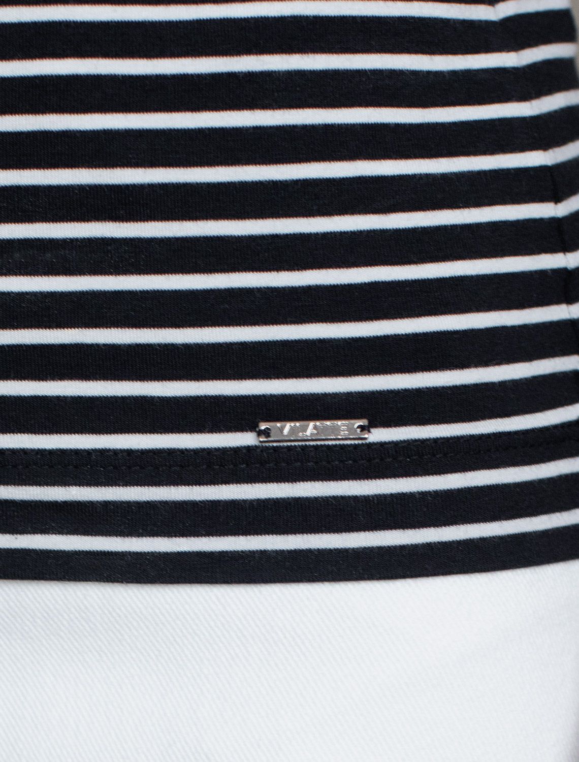 Футболка облегающая в тонкую черно-белую полоску из премиального хлопка с эластаном D49.172 черно-белый