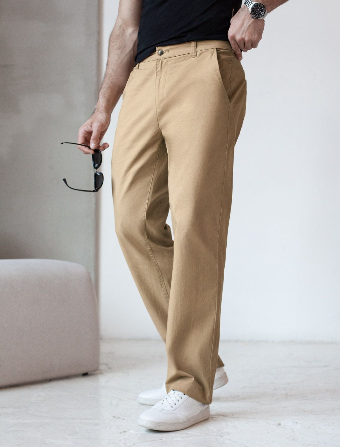Ст.цена 2690р Брюки-чиносы из эластичного твилла U24.001 темно-бежевый