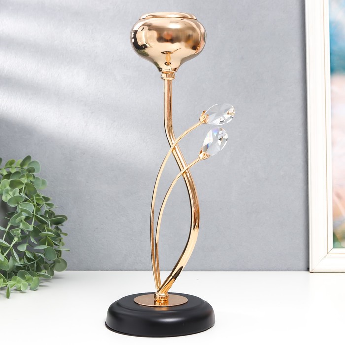 Подсвечник на 1 свечу «Паола», d=5 см, под золото, 11.5×11.5×32.5 см