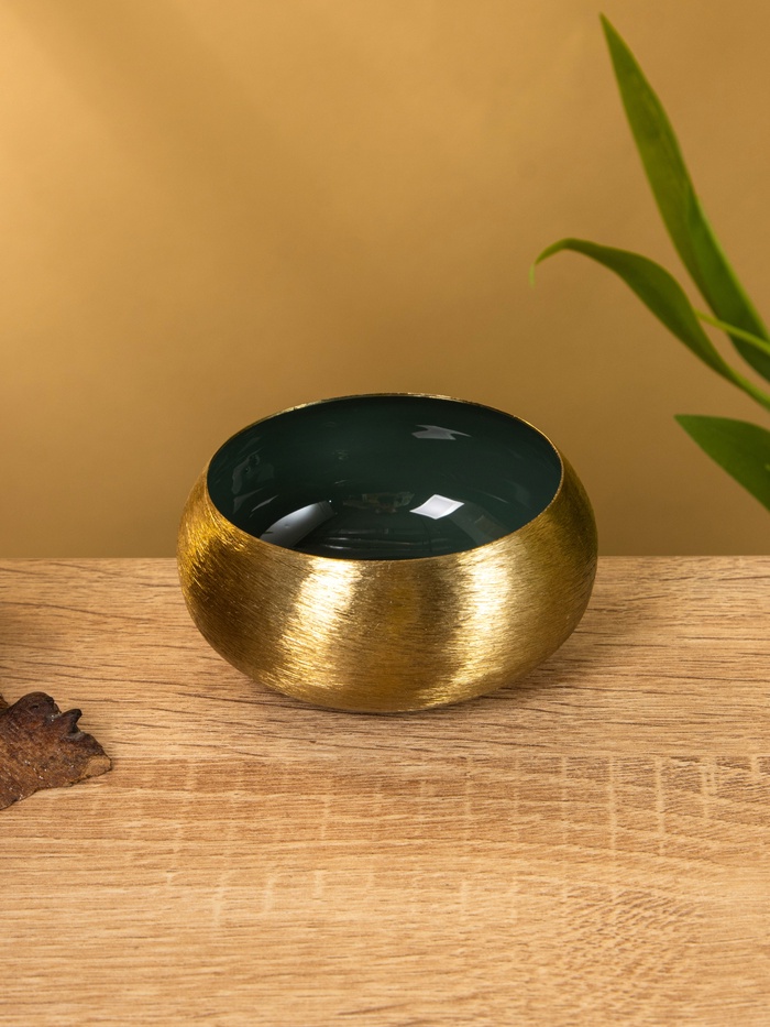 Подсвечник золотой c зелёным покрытием, 8×8×3.5 см