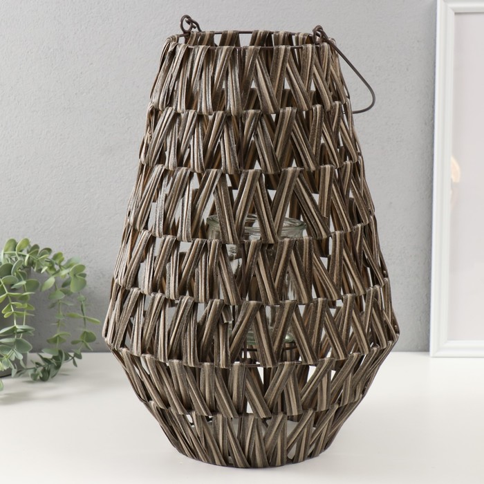 Подсвечник - фонарь на 1 свечу «Зигзаг», пластик, серый, 16×29×42 см