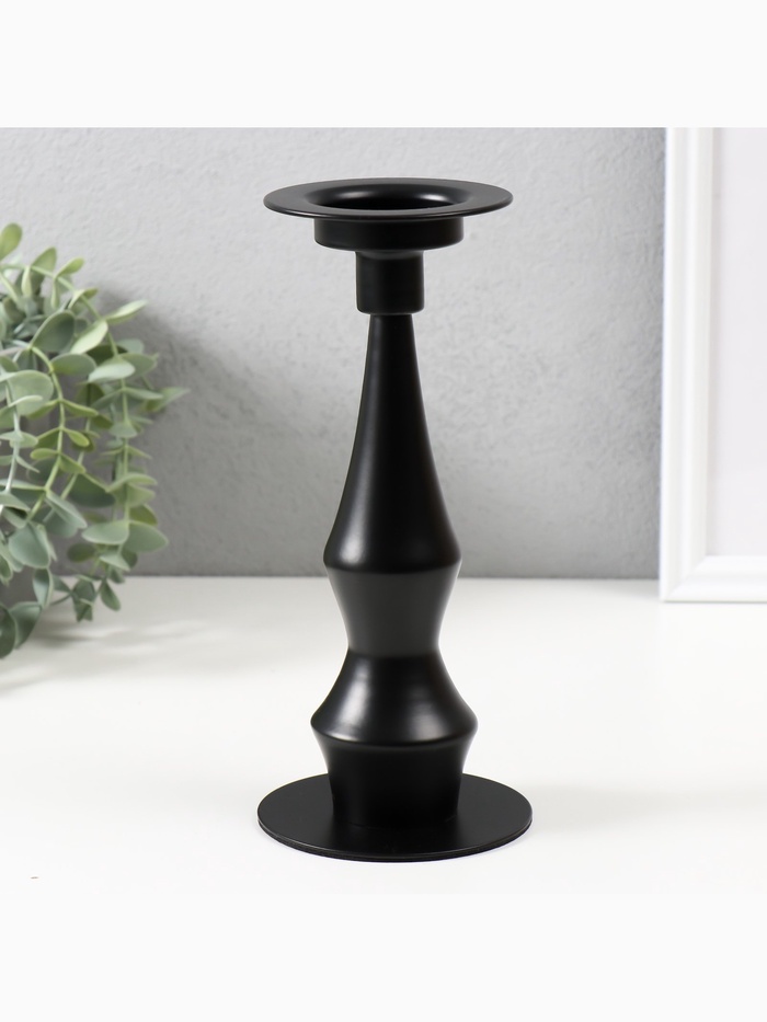 Металлический подсвечник на 1 свечу «Антонио», d=до 5 см, чёрный 9×9×22.5 см